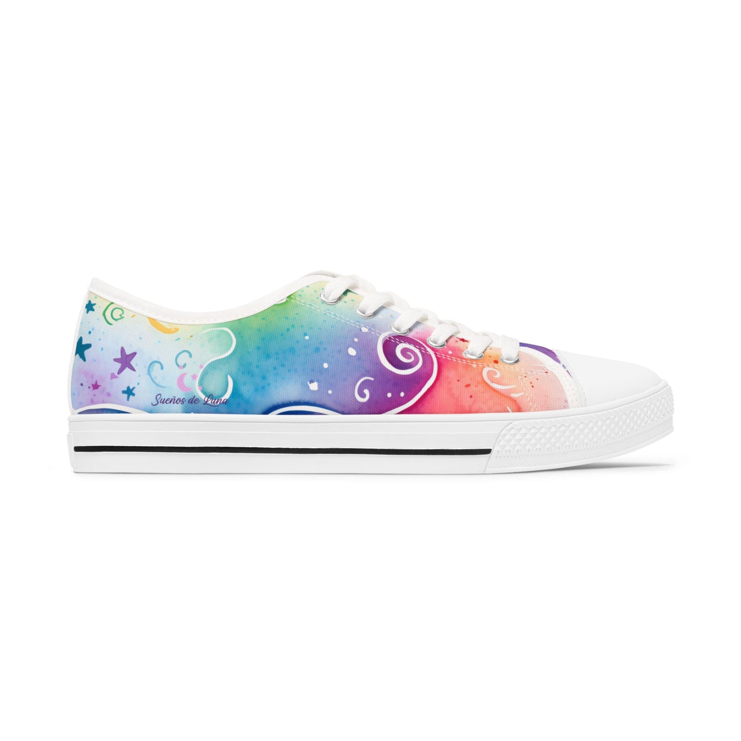 Women's Colorful Low Top Sneakers - Whimsical Design for Casual Style