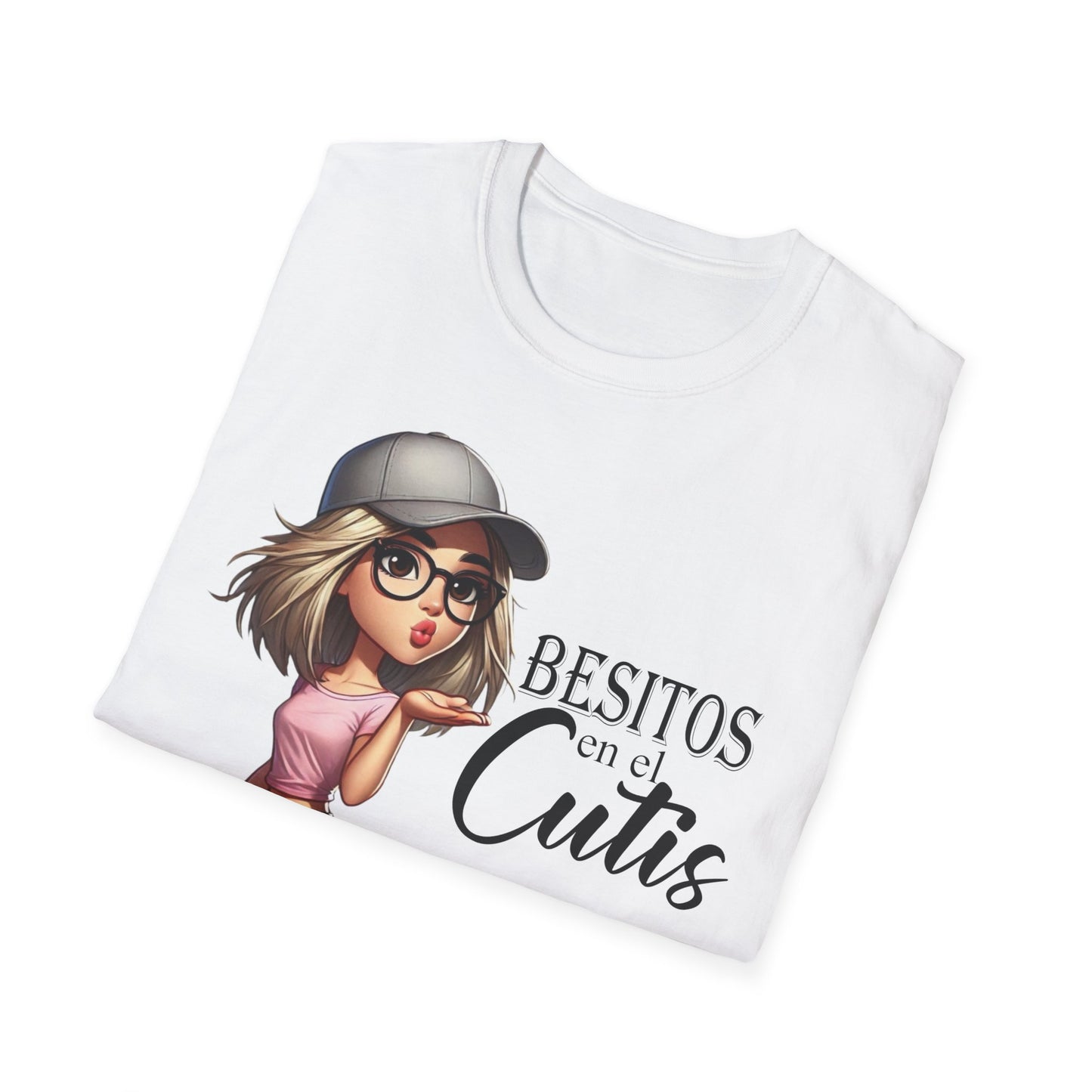Cute Cartoon Graphic T-Shirt - 'Besitos en el Cutis' - Unisex Softstyle Tee