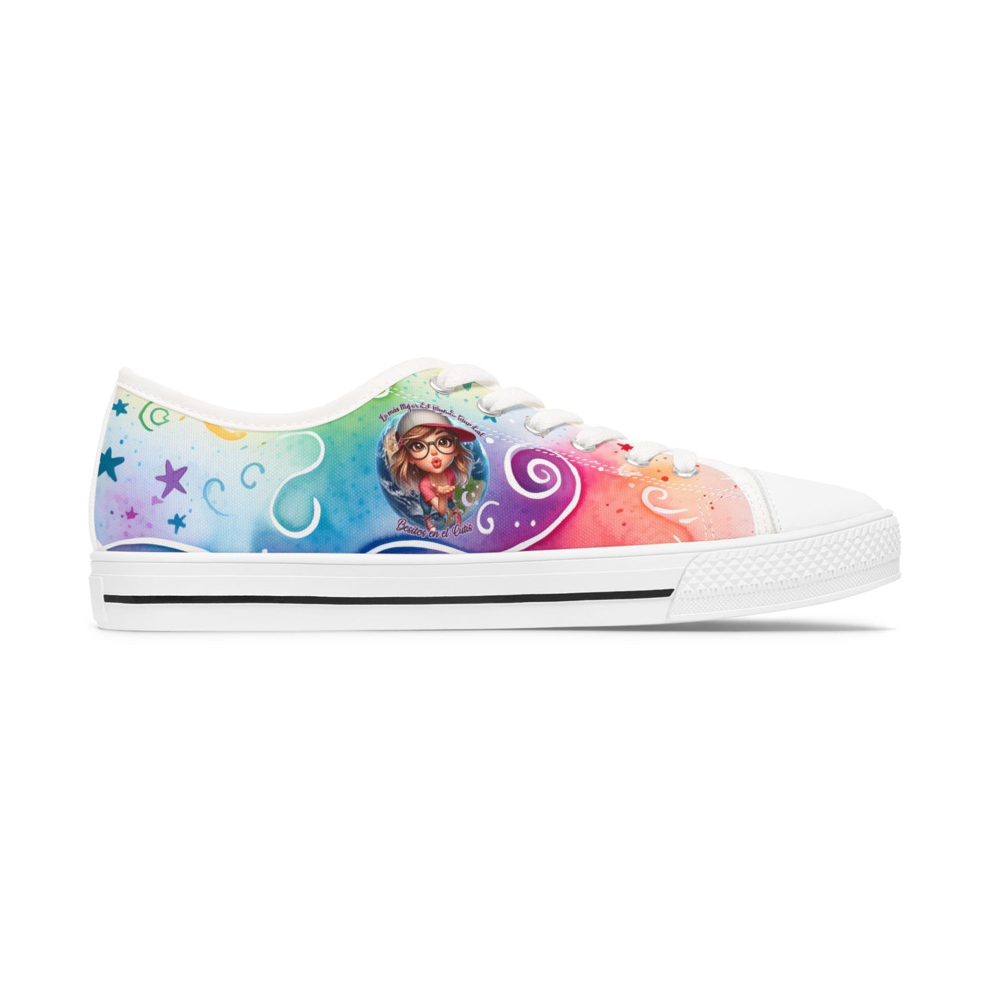 Women's Colorful Low Top Sneakers - Whimsical Design for Casual Style