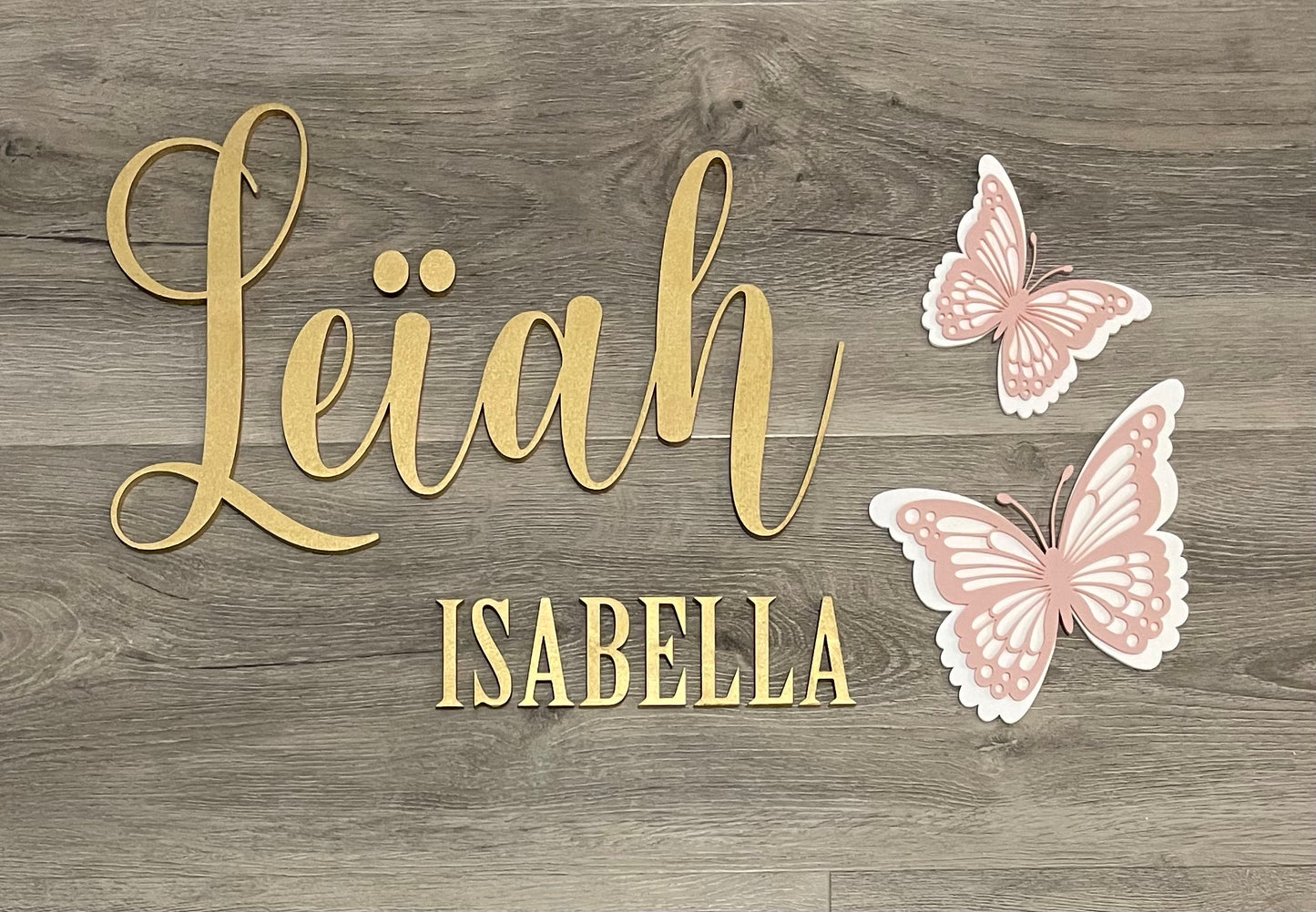 Wooden Name and Butterflies
