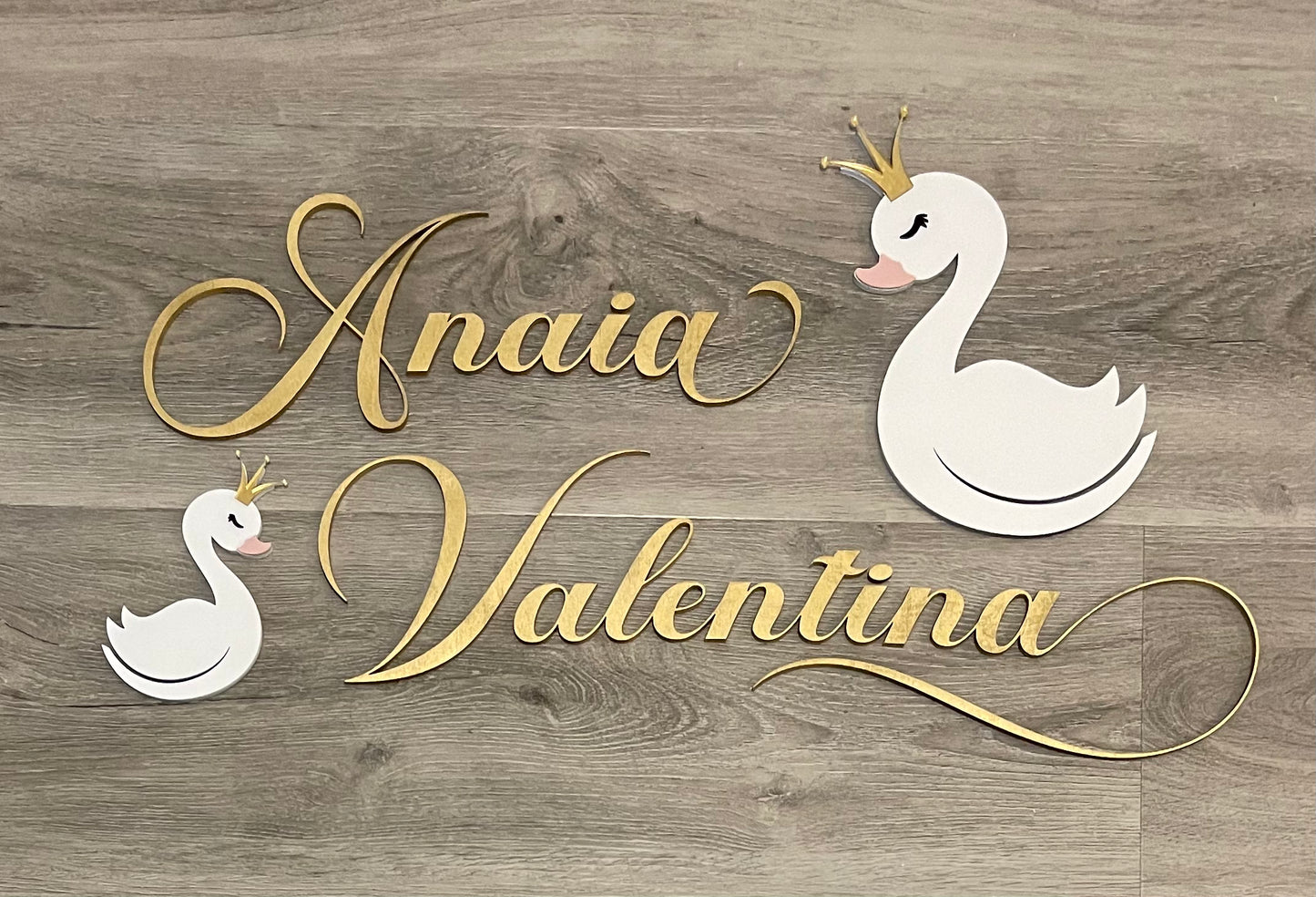 Wooden Name with Swan
