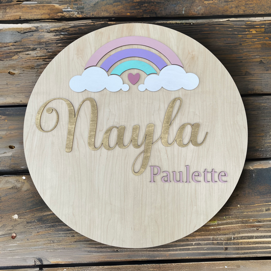 Rainbow and Clouds Nursery Sign